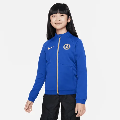 Chelsea F.C. Academy Pro Younger Kids' Knit Football Jacket - Blue - Polyester
