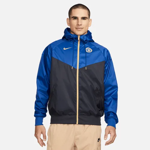 Chelsea F.C. Sport Essentials Windrunner Men's Nike Football Hooded Woven Jacket - Blue - Polyester