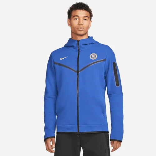 Chelsea F.C. Tech Fleece Windrunner Men's Nike Full-Zip Hoodie - Blue - Cotton