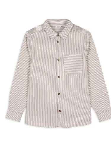 Chelsea Peers Cotton Stripe Shirt, Beige - Beige - Male
