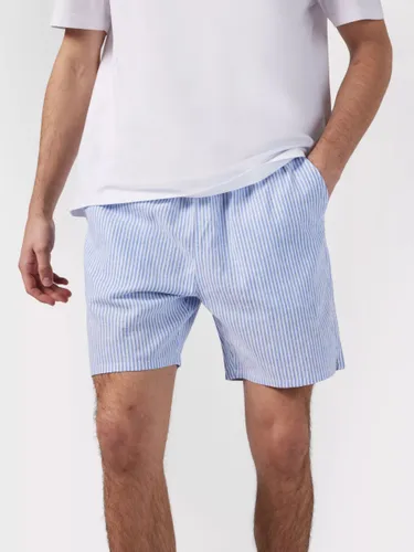 Chelsea Peers Linen Blend Poplin Stripe Pyjama Shorts, Navy/White - Navy/White - Male