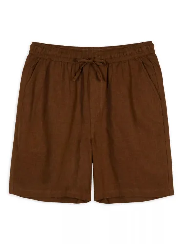 Chelsea Peers Linen Blend Shorts - Brown - Male