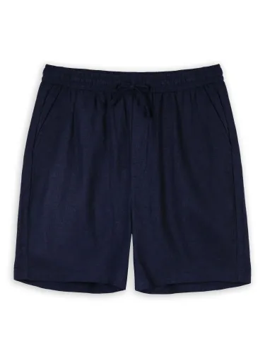 Chelsea Peers Linen Blend Shorts - Navy - Male