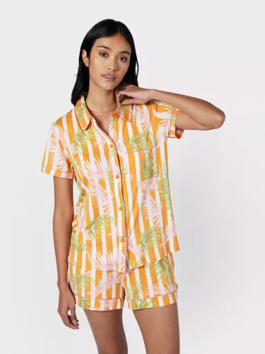 Chelsea Peers Palm Stripe Short Pyjamas, Orange/Multi - Orange/Multi - Female