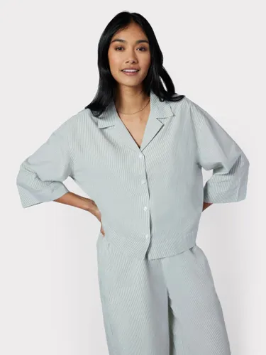 Chelsea Peers Poplin Micro Stripe Short Sleeve Pyjama Set, Sage - Sage - Female