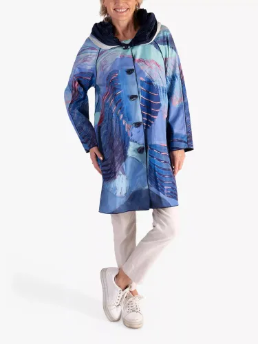 chesca Abstract Butterfly Print Reversible Raincoat, Blue/Multi - Blue/Multi - Female