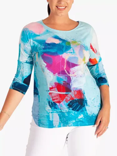 chesca Abstract Print Jersey Top, Turquoise/Multi - Turquoise/Multi - Female
