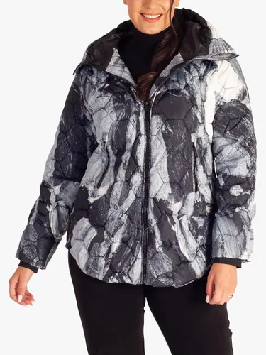 chesca Abstract Print Quilted Jacket, Black/White - Black/White - Female