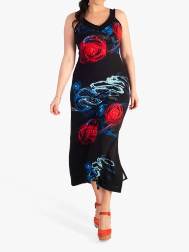 chesca Abstract Print Sleeveless Maxi Dress, Black/Multi - Black/Multi - Female