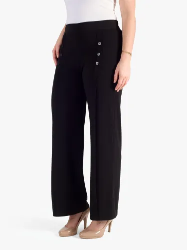 chesca Button Jersey Trousers, Black - Black - Female