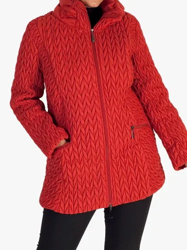 Chesca Cable Knit Quilted Coat - Burnt Orange - Female