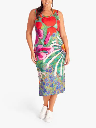 chesca Curve Tropical Print Midi Dress, Multi - Multi - Female