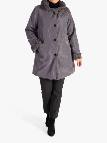 chesca Faux Fur Reversible Coat - Grey - Female