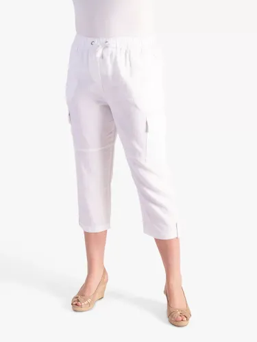 chesca Linen Blend Cropped Trousers, White - White - Female