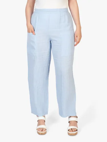 chesca Linen Straight Cut Trousers - Baby Blue - Female