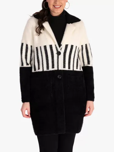 chesca Piano Stripe Knitted Coat, Black/White - Black/White - Female