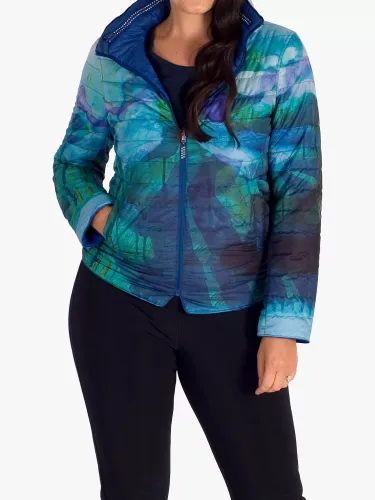 chesca Quilted Reversible Abstract Jacket, Cobalt - Cobalt - Female
