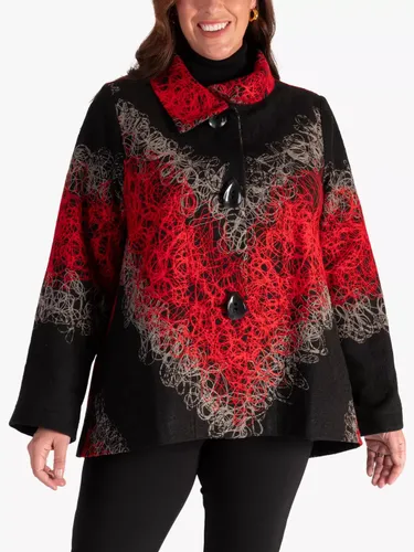 chesca Scribble Embroidered Jacket, Black/Red - Black/Red - Female
