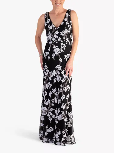 chesca Sequin Embellished Maxi Dress, Black/White - Black/White - Female