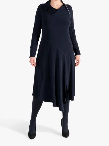chesca Shoulder Zip Midi Dress, Navy - Navy - Female