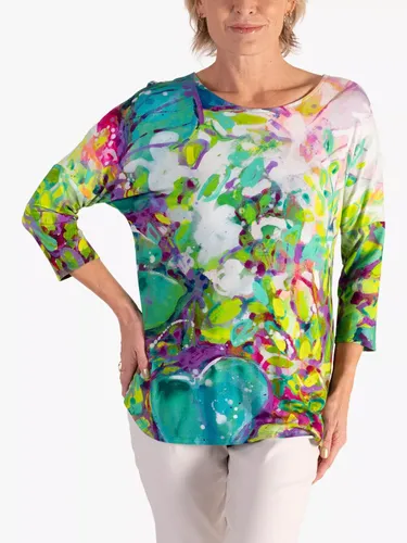chesca Spring Flowers Print Batwing Top, Green/Multi - Green/Multi - Female