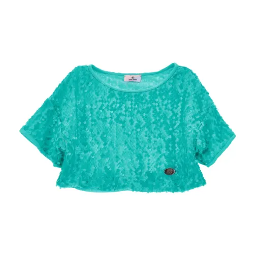 Chiara Ferragni Collection , Green Sequin Kids T-shirt by Chiara Ferragni ,Green female, Sizes: