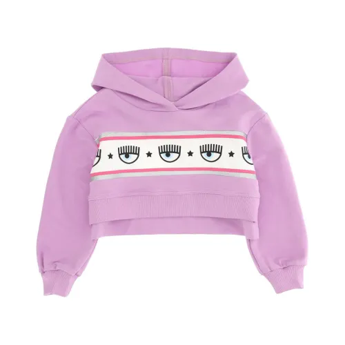 Chiara Ferragni Collection , Maxi Logomania Cropped Sweatshirt ,Purple female, Sizes: