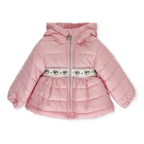 Chiara Ferragni Collection , Pink Padded Jacket with Hood for Girls ,Pink female, Sizes: