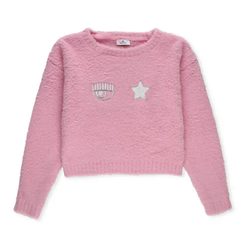 Chiara Ferragni Collection , Pink Sweater with Embroidered Logo ,Pink female, Sizes: