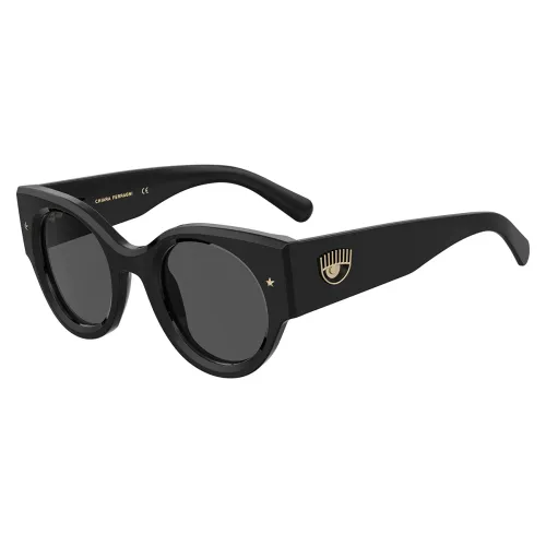 Chiara Ferragni Collection , Trendy Retro Cat-Eye Sunglasses ,Black female, Sizes: