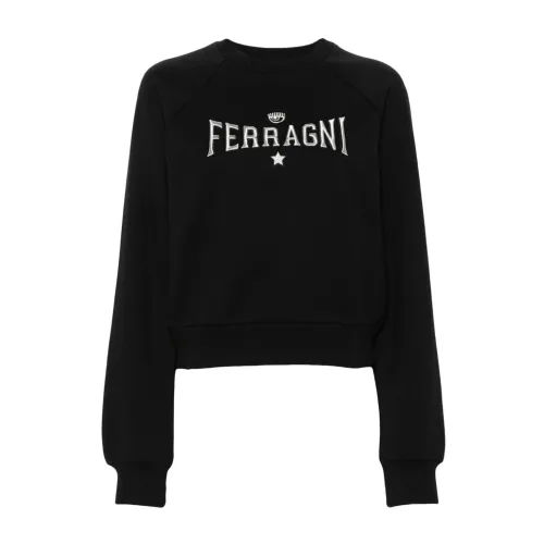 Chiara Ferragni Collection , Womens Clothing Sweatshirts Black Ss24 ,Black female, Sizes: