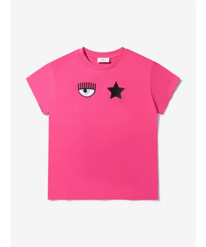 Chiara Ferragni Girls Cotton Jersey Maxi T-Shirt - Pink