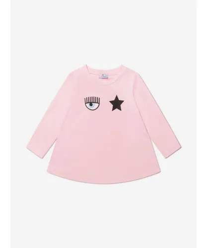 Chiara Ferragni Girls Long Sleeve Eyestar Maxi T-Shirt - Pink