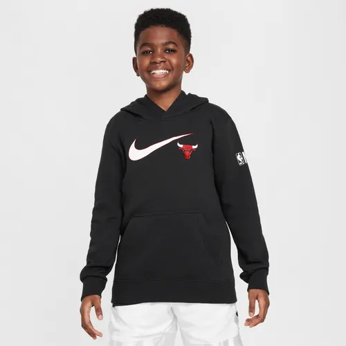 Chicago Bulls Club Fleece Essential Older Kids' (Boys') Nike NBA Hoodie - Black - Polyester