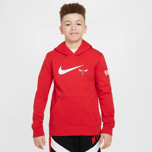 Chicago Bulls Club Fleece Essential Older Kids' (Boys') Nike NBA Hoodie - Red - Polyester