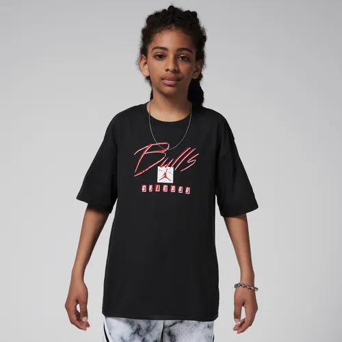 Chicago Bulls Courtside Statement Edition Older Kids' (Boys') Nike NBA Max90 T-Shirt - Black - Cotton