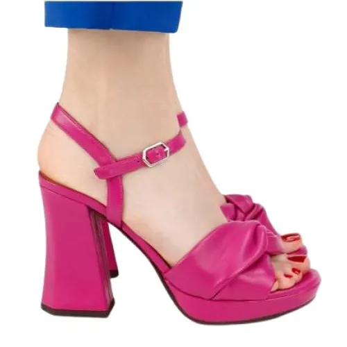 Chie Mihara , Fuchsia Leather Sandal with Adjustable Strap ,Pink female, Sizes: