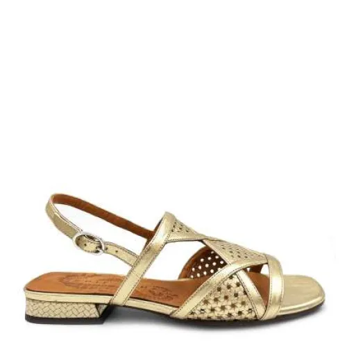 Chie Mihara , Gold Leather Buckle Sandals ,Yellow female, Sizes: