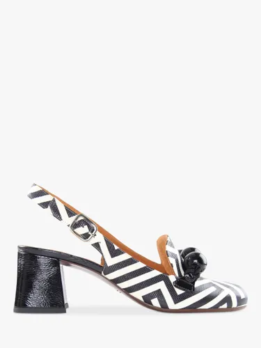 Chie Mihara Moby Leather Heeled Loafers, Black/White - Black/White - Female