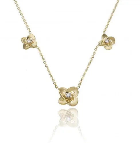 Chimento Link Joy 18ct Yellow Gold Diamond Three Flower Necklace