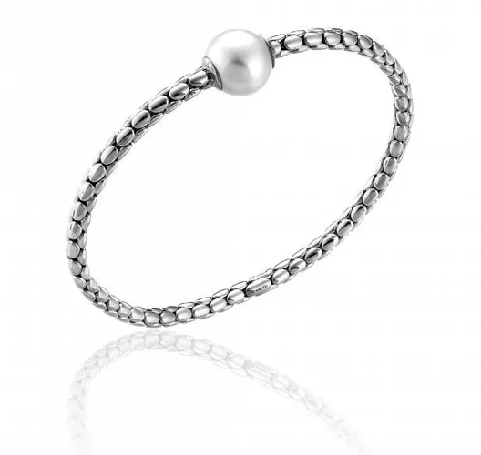 Chimento Stretch Spring 18ct White Gold Pearl Bracelet - M