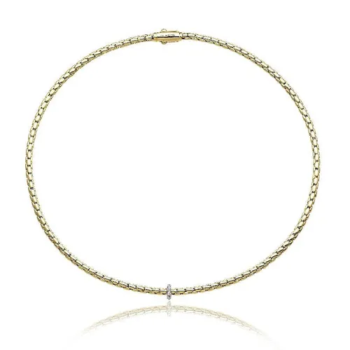 Chimento Stretch Spring 18ct Yellow Gold 0.10ct Diamond Necklace - 45cm