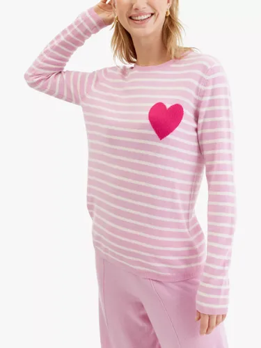 Chinti & Parker Breton Heart Wool Cashmere Blend Jumper - Pink Lemonade/Cream - Female