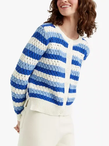 Chinti & Parker Crochet Cardigan, Blue/Cream - Blue/Cream - Female