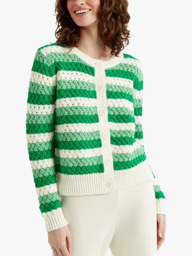 Chinti & Parker Crochet Stripe Cardigan - Green/Cream - Female