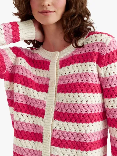Chinti & Parker Crochet Stripe Cardigan - Pink/Cream - Female
