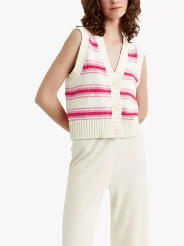 Chinti & Parker Crochet Vest Cardigan - Pink/Cream - Female