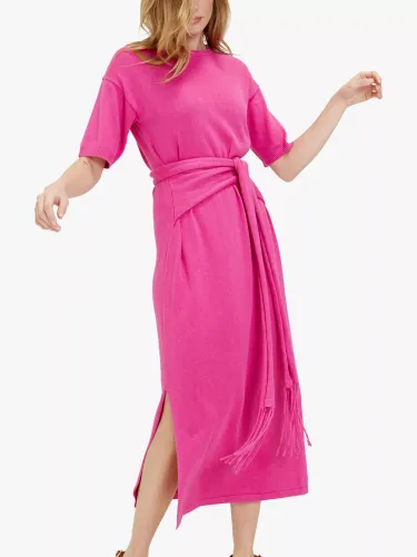 Chinti & Parker Monaco Dress Linen Blend Midi Dress - Berry Pink - Female