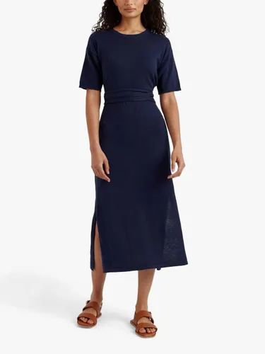 Chinti & Parker Monaco Dress Linen Blend Midi Dress - Navy - Female