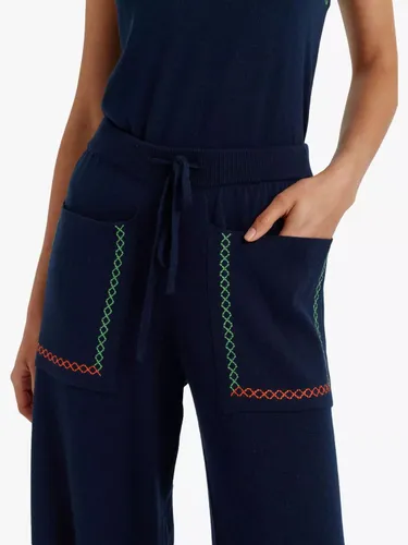 Chinti & Parker Santorini Cotton Cashmere Blend Trousers, Navy/Green/Orange - Navy/Green/Orange - Female